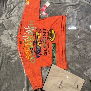 Gunzinii Orange Graphic Long Sleeve Shirt XS,L